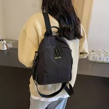 PU Sport Nylon Backpack Small Pack Retro Backpack Mini Solid Color Shoulder Bag Girls чёрный