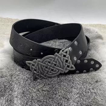 PU Viking Renaissance пряжка ремень печать кожа средневековый пояс новинка кельтский пояс вечеринка Brown-Style A
