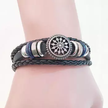 Pu Vintage Infinity Charm Wrap Мужской Женский Браслет Ювелирные Изделия Панк Стиль бронзовый