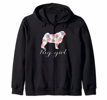Pug Girl Pug Lovers Zip Parka чёрный