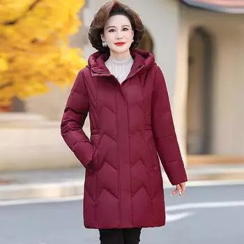 Пуховик средней длины для женщин Mother s wear, зимняя новая утолщенная белая пуховая куртка для женщин среднего и пожилого возраста XL