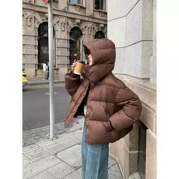 Пуховик женский зимний с капюшоном L белый