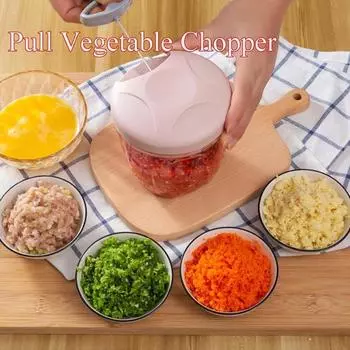 Pull Vegetable Chopper Hand Pull Vegetable Onion Chopper Mini Garlic Chopper Portable Small for Ginger Chili and Vegetables
