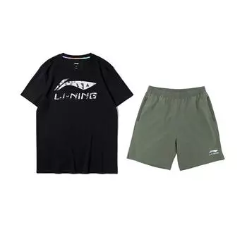 Пуловер с круглым вырезом Li Ning, принт логотипа и букв, свободный, удобный, универсальный, повседневный спортивный костюм, костюм унисекс AHST791-1+YKSV147-1 XL