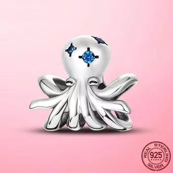 Pulsera 925 стерлингового серебра Шарм осьминог каракатица бусины подходят модные подвески серебряная пластина де лей 925 оригинальный браслет ювелирные изделия