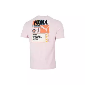 Puma Футболка с коротким рукавом и геометрическим узором с логотипом алфавита, мужская, розовая, 536926-16 XL