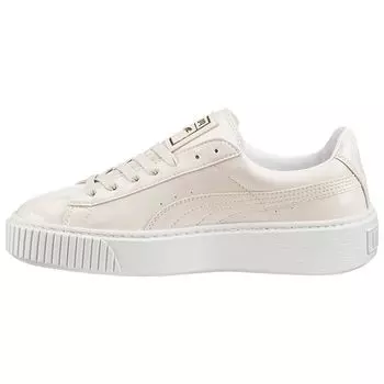 Puma Basket Platform Patent Leather Женские Кроссовки Кремовый Карамельный Белый 363314-02