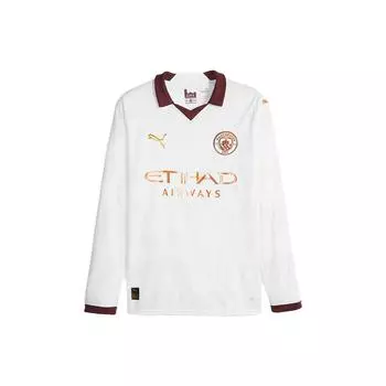 PUMA Casual Letter Print Collar Long Sleeve Soccer Jersey Men Tops White 770450-02