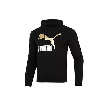 Puma Classics Metallic Logo Hoodie Мужская Толстовка Черный 535341-01 S