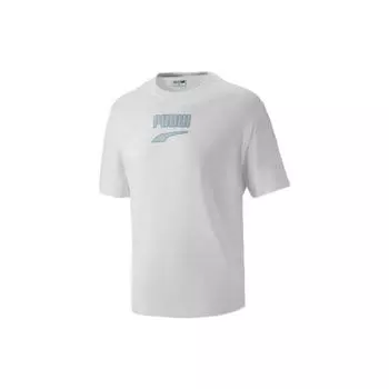 Puma Футболка с коротким рукавом и круглым вырезом Downtown Series с логотипом и буквенным принтом, мужская, белая 537740-02 S