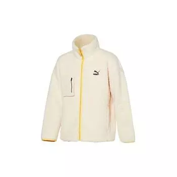 Puma Флисовая куртка с вышитым логотипом и воротником-стойкой, мужская куртка белого цвета 929820-01 XL