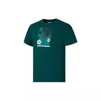 Puma Футболка с цветочным узором и логотипом, круглая горловина, короткий рукав, мужские топы, зеленая 537739-24 M