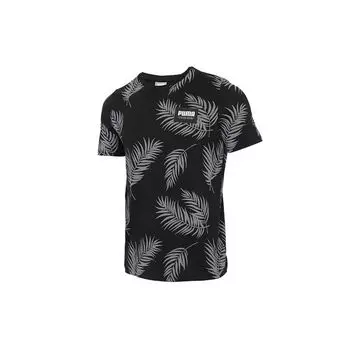 Puma Leaf Print Crew Neck Short Sleeve T-Shirt Men Tops Black 845859-01