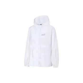 Puma Легкая однотонная куртка с длинным рукавом и капюшоном, женская куртка белого цвета 671925-02 M
