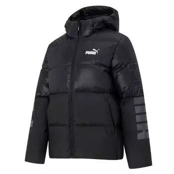 Puma Легкий теплый повседневный пуховик с капюшоном и принтом логотипа, женские куртки черного цвета 678722-01 XL