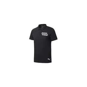 Puma Рубашка поло с коротким рукавом и логотипом, мужская, черная 844186-01 M