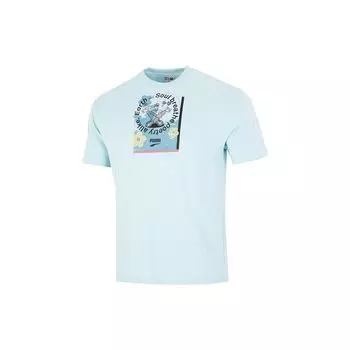 Puma Футболка с круглым вырезом и графическим принтом логотипа, мужские топы, голубая 537739-30 L