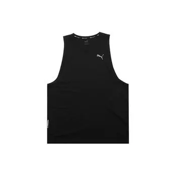 Puma Logo Print Solid Sleeveless Vest Men Tops Black 520134-01