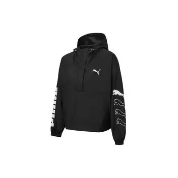 PUMA Logo Print Тканая куртка с капюшоном и полумолнией Женские куртки Черный 584134-01 M
