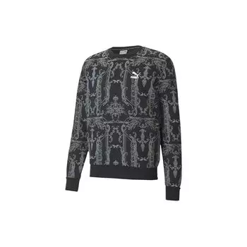 Puma Luxe Aop Crew Neck Knit Sweatshirt Мужские топы Черный 530305-01 XS