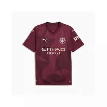 Puma Men S Soccer jerSey Short Sleeve Mcfc 3rd Replica jerSey red brown/L