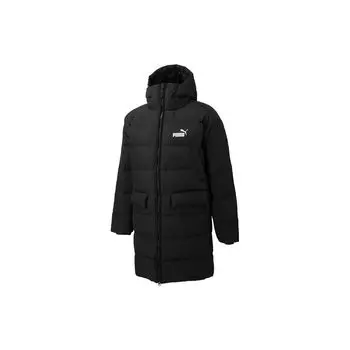 PUMA однотонный пуховик с логотипом на молнии и капюшоном, мужская верхняя одежда, черный 672437-01 L