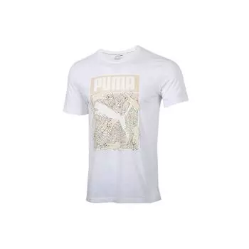 Puma Футболка с круглым вырезом и узором, мужские топы, белая 597413-52 XXL