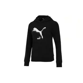 Puma Повседневная толстовка с капюшоном и длинным рукавом с большим логотипом, женская толстовка черного цвета 847710-01 S