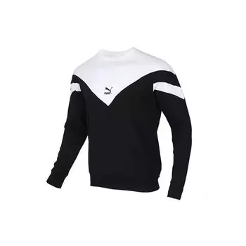 Puma Вязаный пуловер с круглым вырезом, мужские топы, черный, белый 595953-01 XL