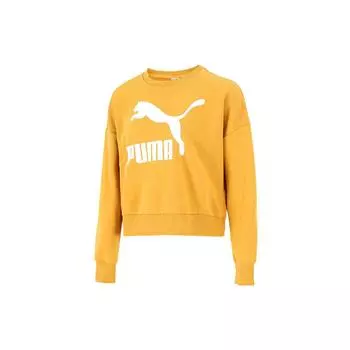 Puma Спортивная толстовка с круглым вырезом и цветным логотипом, женская толстовка, желтая 531382-37 L