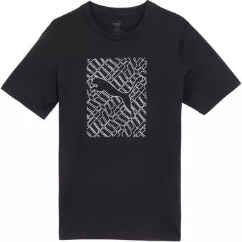 Puma SS24 Логотип Принт Круглый вырез Футболка Унисекс Топы Черный 683446-01 S