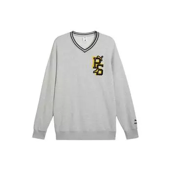 PUMA Staple Collaboration SS23 Толстовка с принтом и v-образным вырезом Мужской топ Светло-смешанно-серый 622243-04 L