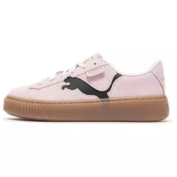 Puma Suede Platform Cutout — Жемчужно-розовые черные женские кроссовки золото 397233-05