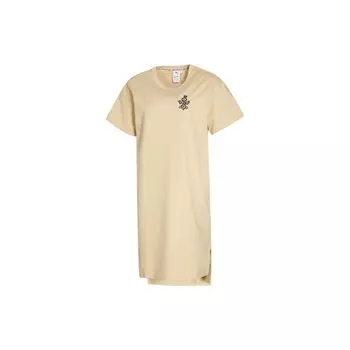 Puma Свободное платье с вышитым узором на спине с коротким рукавом и круглым вырезом, женское платье цвета хаки 532148-20 XS