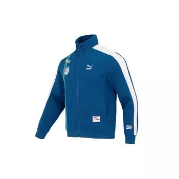 PUMA Team Badge Colorblock Повседневная куртка с воротником-стойкой Мужская куртка Темно-синяя 677375-45