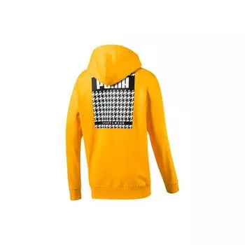 Puma Trend Aop Houndstooth Print Sports Casual Hoodie Men hoodies Fish-Tail-Chrysanthemum-Yellow 596726-18 XS