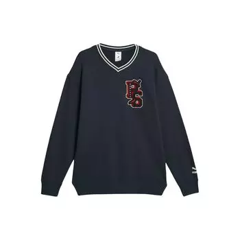 Puma X Staple Collaborative SS23 Пуловер с буквенным принтом и v-образным вырезом, мужская толстовка с капюшоном, темно-синий 622243-16 M