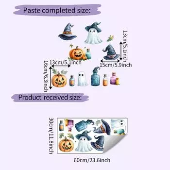 Pumpkin Halloween Cute Ghost And Witch Hat Living Room Home Decor Stickers Wall