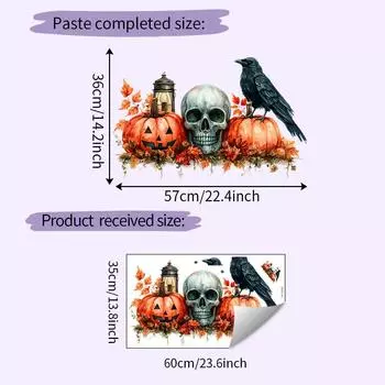 Pumpkin Halloween Pvc Skull Black Bird Maple Leaf Wall Sticker Living Room Decor