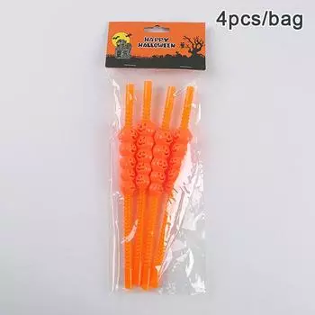 Pumpkin Skull Straws Reusable Drinking Straws Suitable For Halloween Party Decoration Bar Restaurant Festival Events A5