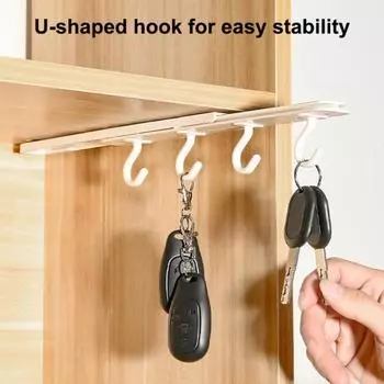 Punch-free Hanger Hook Pull-out HIPS High Hardness Upside Down Wall Hook for Kitchen белый