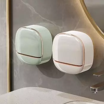 Punch-Free Soap Dish Wall Mounted Storage Rack High Quality Drain Soap Box Bathroom Accessories темно-зеленого