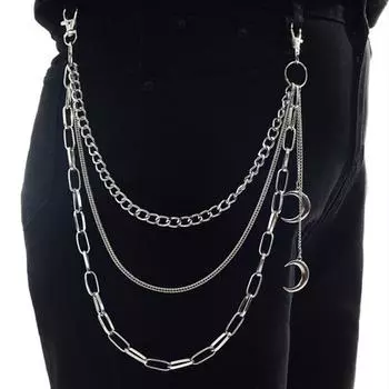 Punk Cool Chain Tassel Moon Pattern Metal Sexy Belt Waist Chain Gift For Women Dress Accessories серебряный