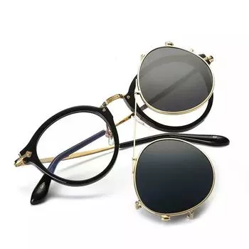 Punk Sunglasses Women S Retro Dual-Purpose Glasses Flat Glasses Metal Sunglasses Men S Sunglasses Tide