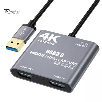 Puntos 4K 1080P HDMI-USB 3.0 Видео Аудио Loop Out HD 1080p60 Адаптер карты захвата серый