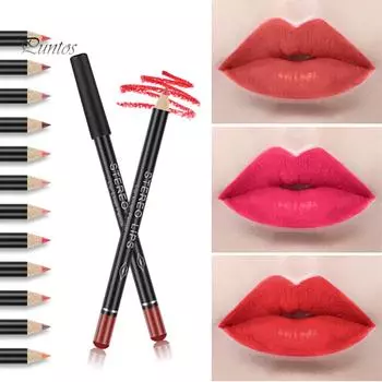 Puntos Cosmetic Vibely 12 цветов Шелковистая губная помада Карандаш водонепроницаемая прочная подводка для губ