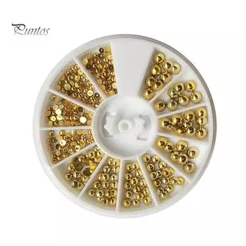 Puntos Nail Art DIY 2/3/4 мм смешанный золотистый тон 3D DIY плоские бусины украшения красота one size