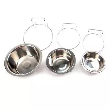 Puntos Pet из нержавеющей стали, миска для собак, клетка, подвесная кормушка для еды, кормушка для воды с крючком S