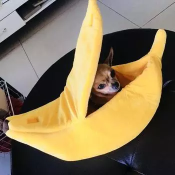 Puppy Dog Bed Cat Bed Pet Sofas Comfortable and Washable Cute Banana Shape Pug Doggy Kitten Sleeping Bed Nest for Small Animals S for 0-1kg pets зелёный