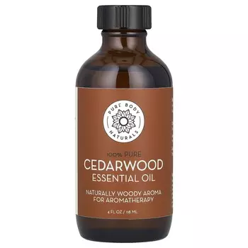 Pure Body Naturals, 100% чистое эфирное масло, кедр, 4 жидких унции (118 мл)